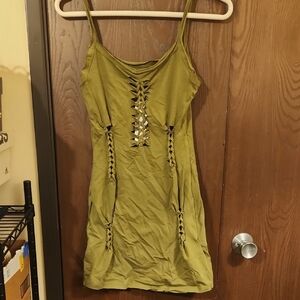 Urban Outfitters Green Cut-Out Mini Dress